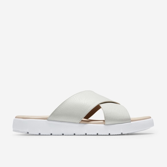 Cole Haan ZERØGRAND Criss Cross Slide White Sandal - Picture 2 of 8